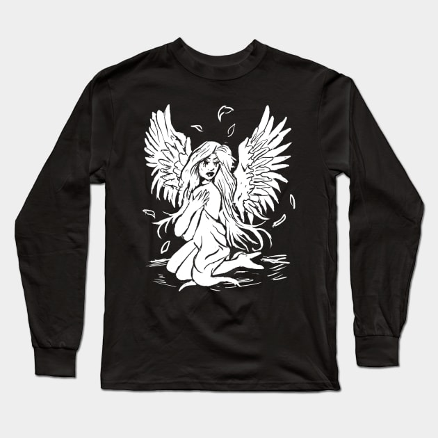 Fallen Angel Gothic Dark Art Long Sleeve T-Shirt by LunaElizabeth